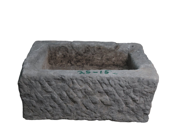 21" Inch Long Hand Chiseled Stone Trough 24 - 15 - Dyag East