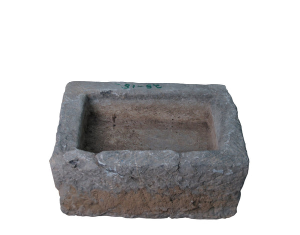 21" Inch Long Hand Chiseled Stone Trough 24 - 15 - Dyag East