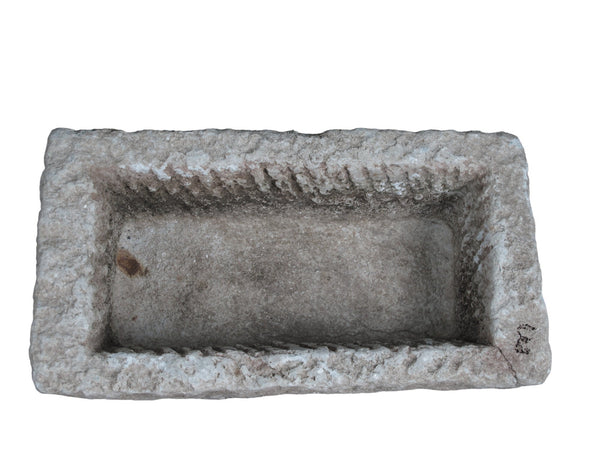 21" Inch Long Hand Chiseled Stone Trough 24 - 3 - Dyag East