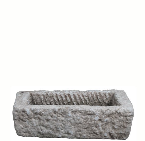 21" Inch Long Hand Chiseled Stone Trough 24 - 3 - Dyag East