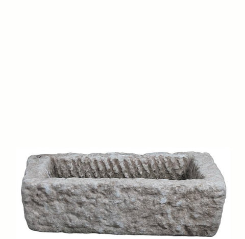 21" Inch Long Hand Chiseled Stone Trough 24 - 3 - Dyag East