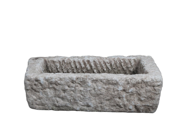 21" Inch Long Hand Chiseled Stone Trough 24 - 3 - Dyag East