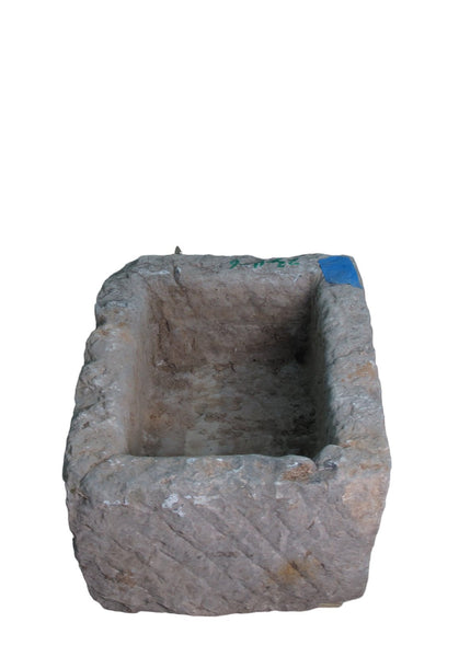 22" Inch Long Hand Chiseled Stone Trough 11 - 6 - Dyag East