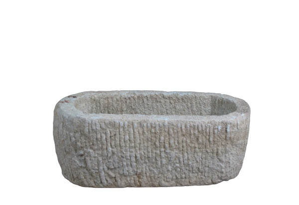 22" Inch Long Hand Chiseled Stone Trough 20 - Dyag East