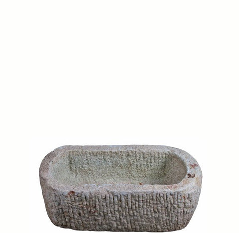 22" Inch Long Hand Chiseled Stone Trough 20 - Dyag East