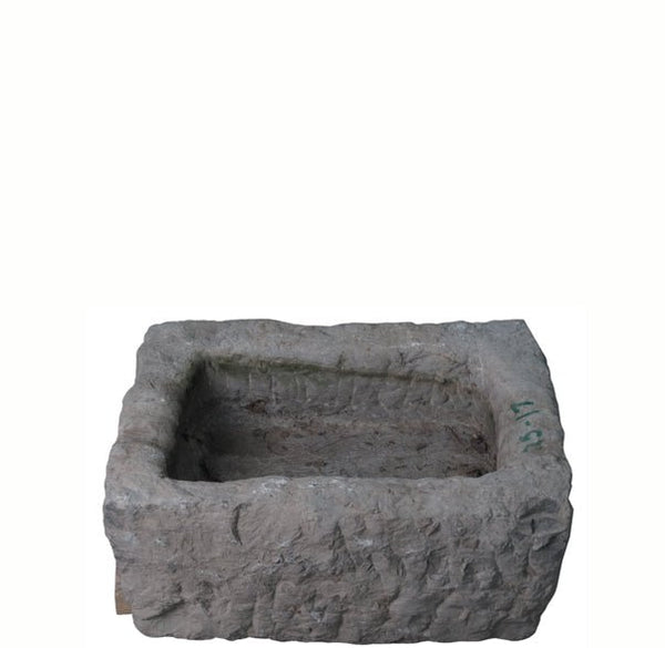 22" Inch Long Hand Chiseled Stone Trough 24 - 17 - Dyag East