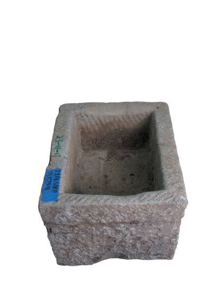 23" Inch Long Hand Chiseled Stone Trough 11 - 1 - Dyag East