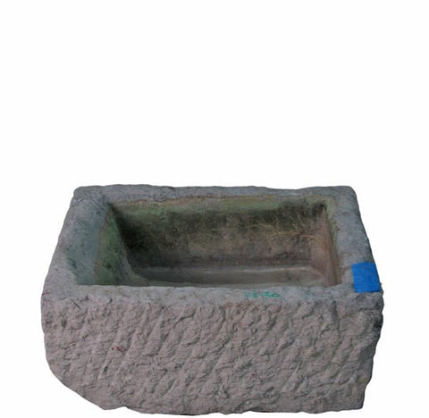 25" Inch Long Hand Chiseled Stone Trough 30 - Dyag East
