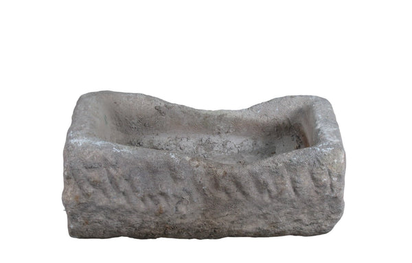 26" Inch Long Hand Chiseled Stone Trough 26 - Dyag East