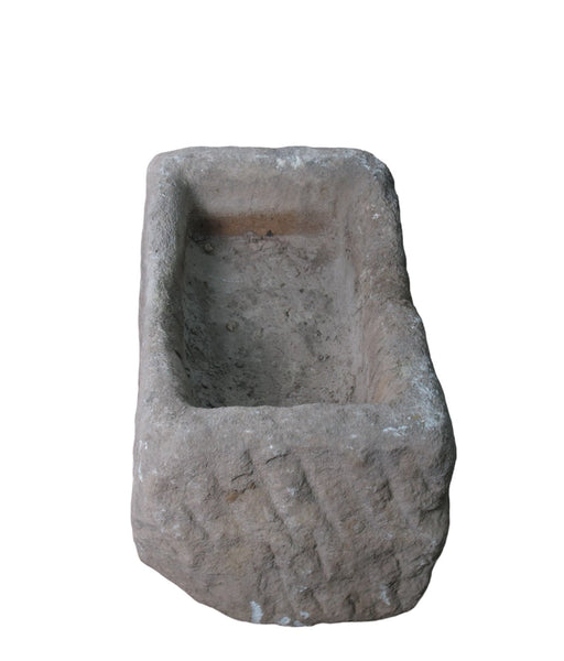 26" Inch Long Hand Chiseled Stone Trough 26 - Dyag East