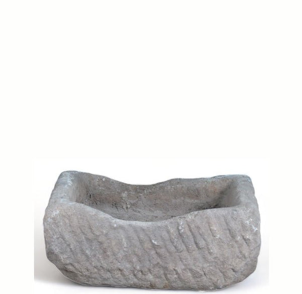 26" Inch Long Hand Chiseled Stone Trough 26 - Dyag East