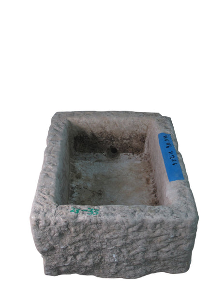 26" Inch Long Hand Chiseled Stone Trough 33 - Dyag East