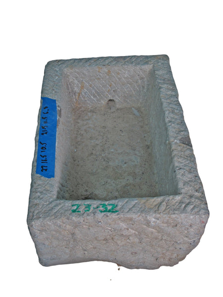 28" Inch Long Hand Chiseled Stone Trough 32 - Dyag East