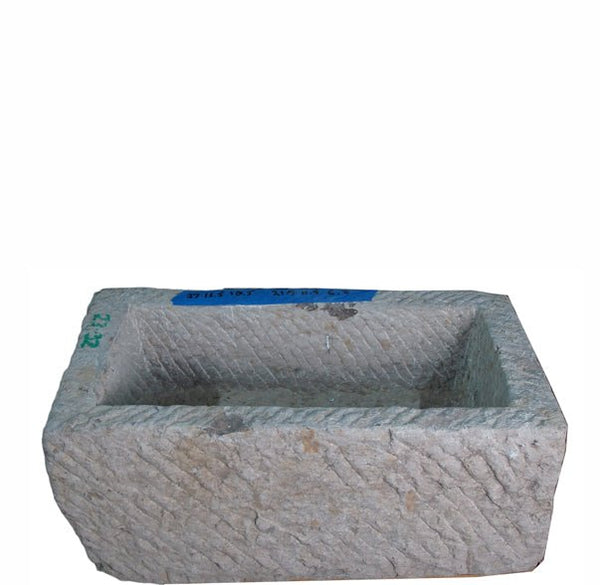 28" Inch Long Hand Chiseled Stone Trough 32 - Dyag East