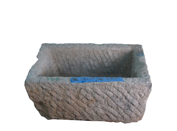 28" Inch Long Hand Chiseled Stone Trough 6 - Dyag East