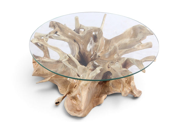 32” Inch Diameter Sculptured Teak Root Round Coffee Table 221 - Dyag East