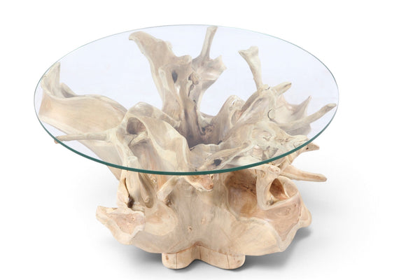 32” Inch Diameter Sculptured Teak Root Round Coffee Table 221 - Dyag East
