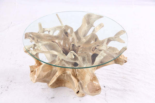32” Inch Diameter Sculptured Teak Root Round Coffee Table 221 - Dyag East