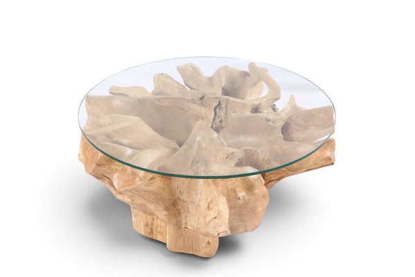 32” Inch Diameter Sculptured Teak Root Round Coffee Table 222 - Dyag East