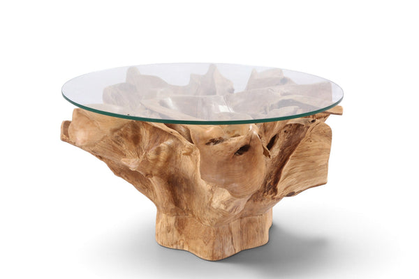 32” Inch Diameter Sculptured Teak Root Round Coffee Table 222 - Dyag East