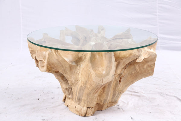 32” Inch Diameter Sculptured Teak Root Round Coffee Table 223 - Dyag East