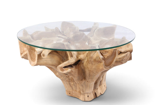32” Inch Diameter Sculptured Teak Root Round Coffee Table 223 - Dyag East