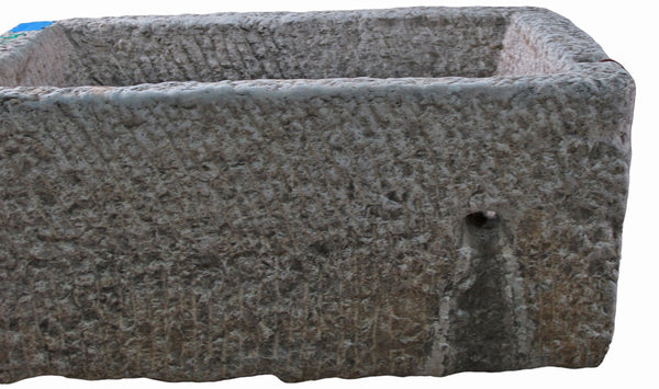 34" Inch Long Hand Chiseled Stone Trough 16 - Dyag East
