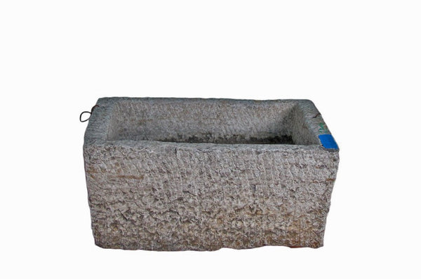34" Inch Long Hand Chiseled Stone Trough 16 - Dyag East