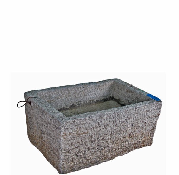 34" Inch Long Hand Chiseled Stone Trough 16 - Dyag East
