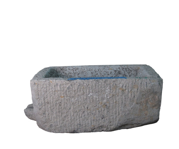 34" Inch Long Hand Chiseled Stone Trough 3 - Dyag East