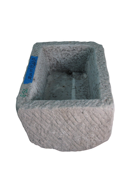 34" Inch Long Hand Chiseled Stone Trough 3 - Dyag East