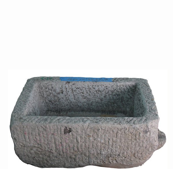 34" Inch Long Hand Chiseled Stone Trough 3 - Dyag East
