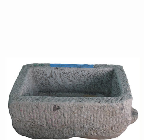 34" Inch Long Hand Chiseled Stone Trough 3 - Dyag East