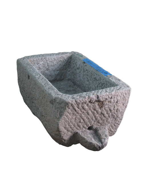 34" Inch Long Hand Chiseled Stone Trough 3 - Dyag East
