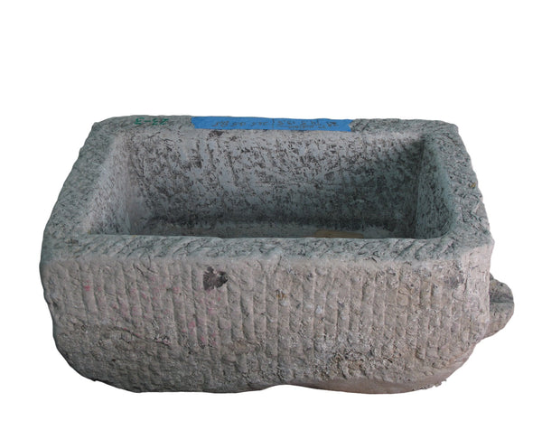 34" Inch Long Hand Chiseled Stone Trough 3 - Dyag East