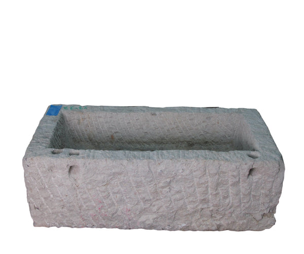 36" Inch Long Hand Chiseled Stone Trough 23 - Dyag East