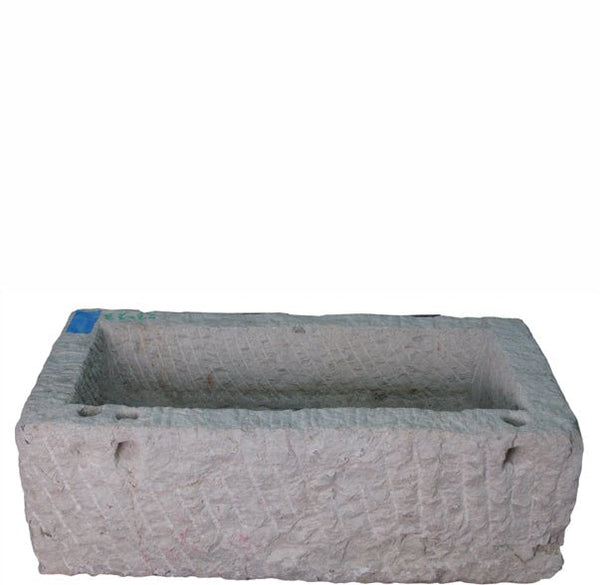 36" Inch Long Hand Chiseled Stone Trough 23 - Dyag East