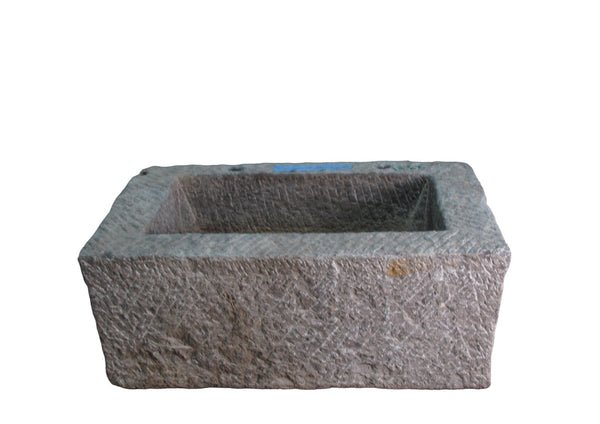 36" Inch Long Hand Chiseled Stone Trough 31 - Dyag East