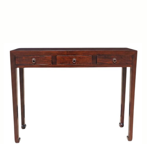 37" Longe 3-Drawer Reddish Brown Console Table - Dyag East