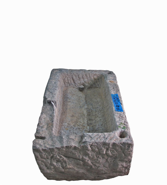 39" Inch Long Hand Chiseled Stone Trough 15 - Dyag East