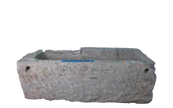 39" Inch Long Hand Chiseled Stone Trough 15 - Dyag East