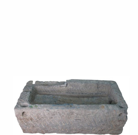 39" Inch Long Hand Chiseled Stone Trough 15 - Dyag East