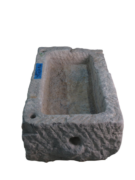 39" Inch Long Hand Chiseled Stone Trough 15 - Dyag East