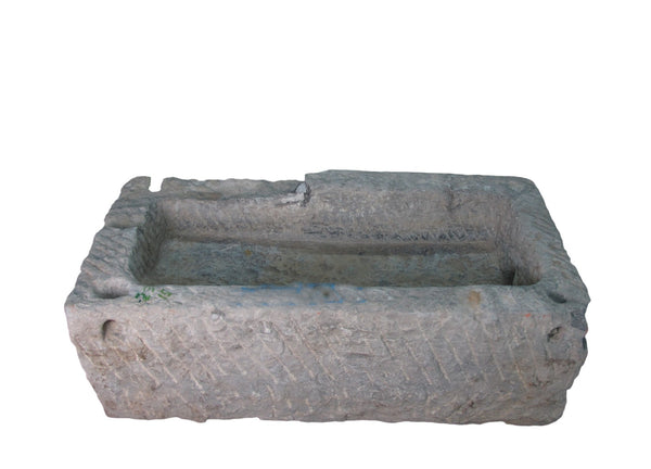 39" Inch Long Hand Chiseled Stone Trough 15 - Dyag East