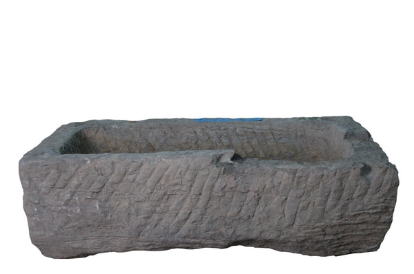 39" Inch Long Hand Chiseled Stone Trough 15 - Dyag East