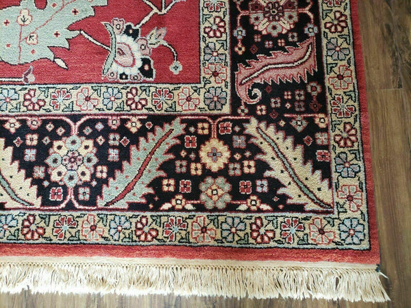 10' X 14' Vintage Hand Made Turkish Wool Rug Carpet Red Black Hand Knotted Nice