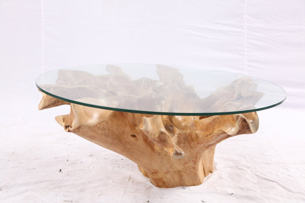 40” Inch Diameter Sculptured Teak Root Round Coffee Table - Dyag East