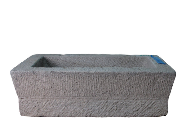 40" Inch Long Hand Chiseled Stone Trough 25 - Dyag East