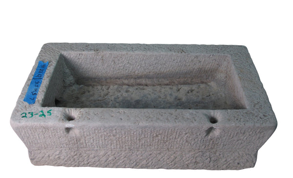 40" Inch Long Hand Chiseled Stone Trough 25 - Dyag East