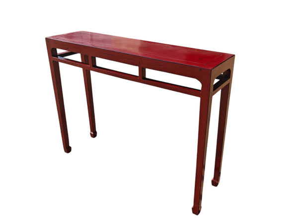 41" Long Hand Made Red Lacquer Console Table - Dyag East